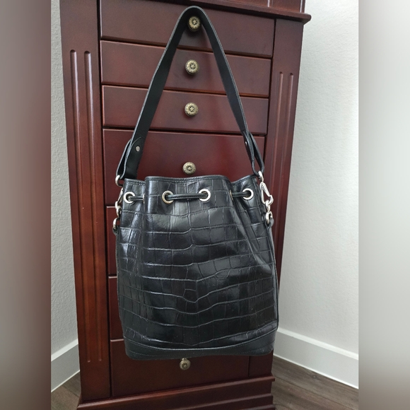 Dooney & Bourke Black Croc-Embossed Shoulder Bag - Picture 5 of 9